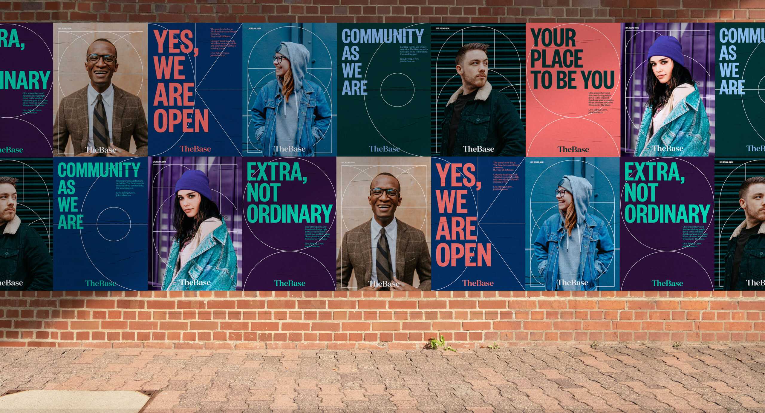 Posterwall with different posters for The Base