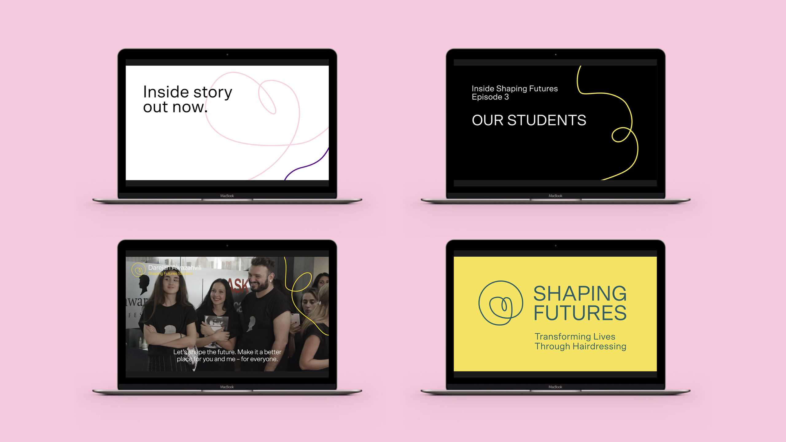 mockup of shaping futures website on laptop screens