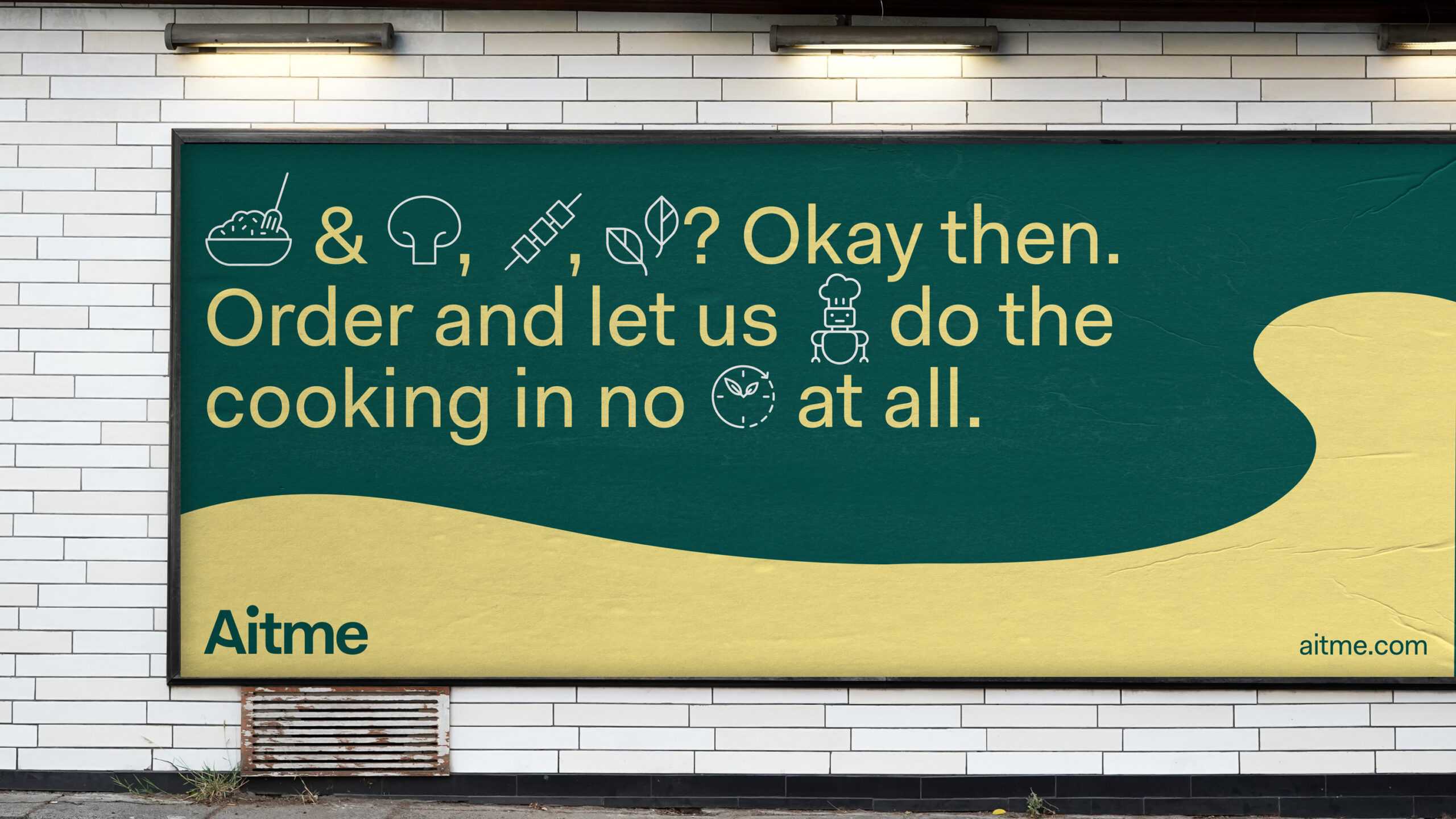 Billboard with text and icons for Aitme