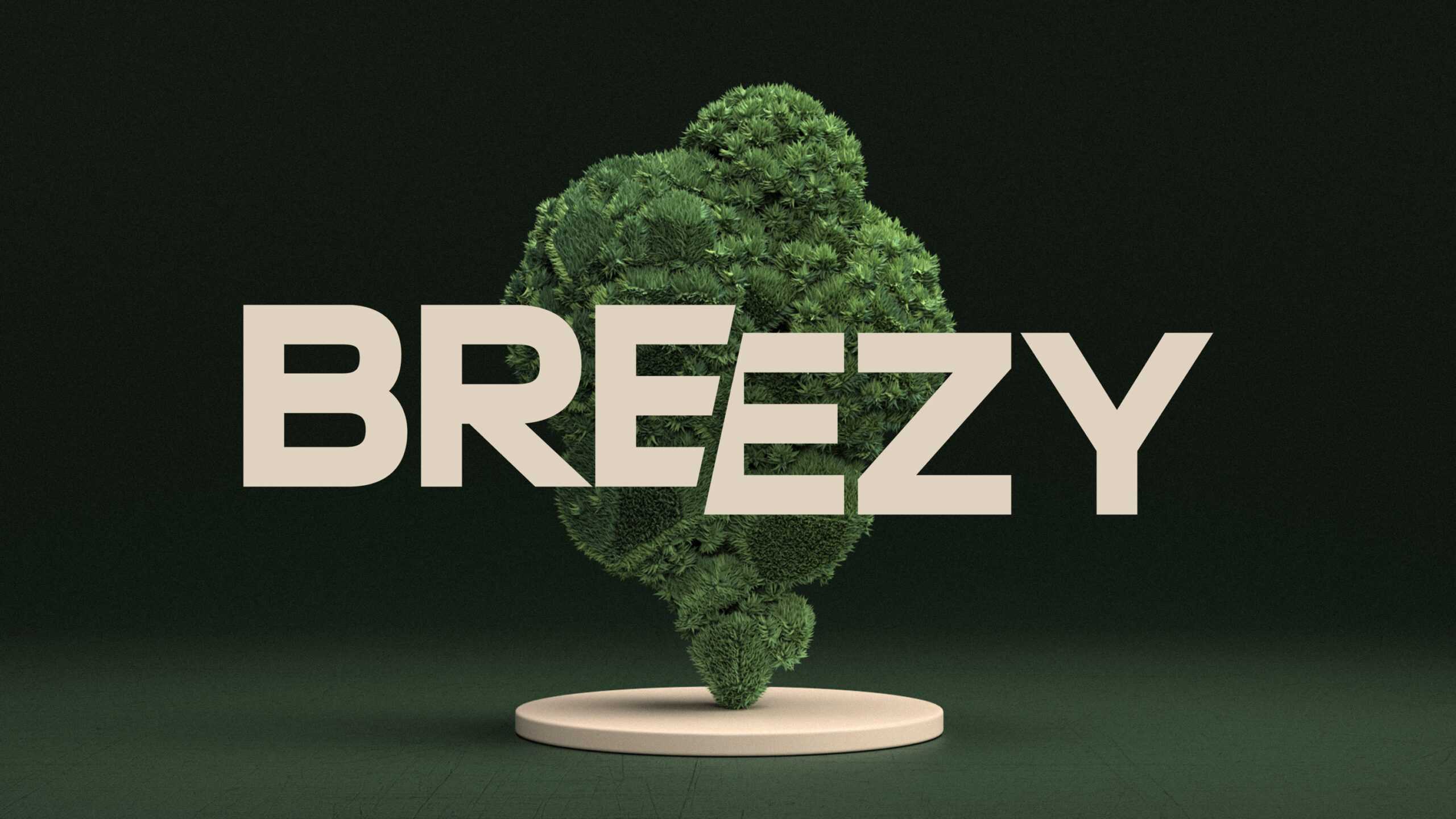 3D rendering of cannabis bud with Breezy logo on top