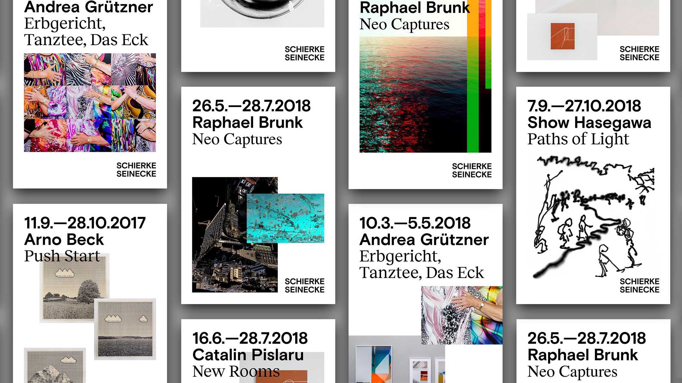 mockup of flyers in visual identity of schierke artists