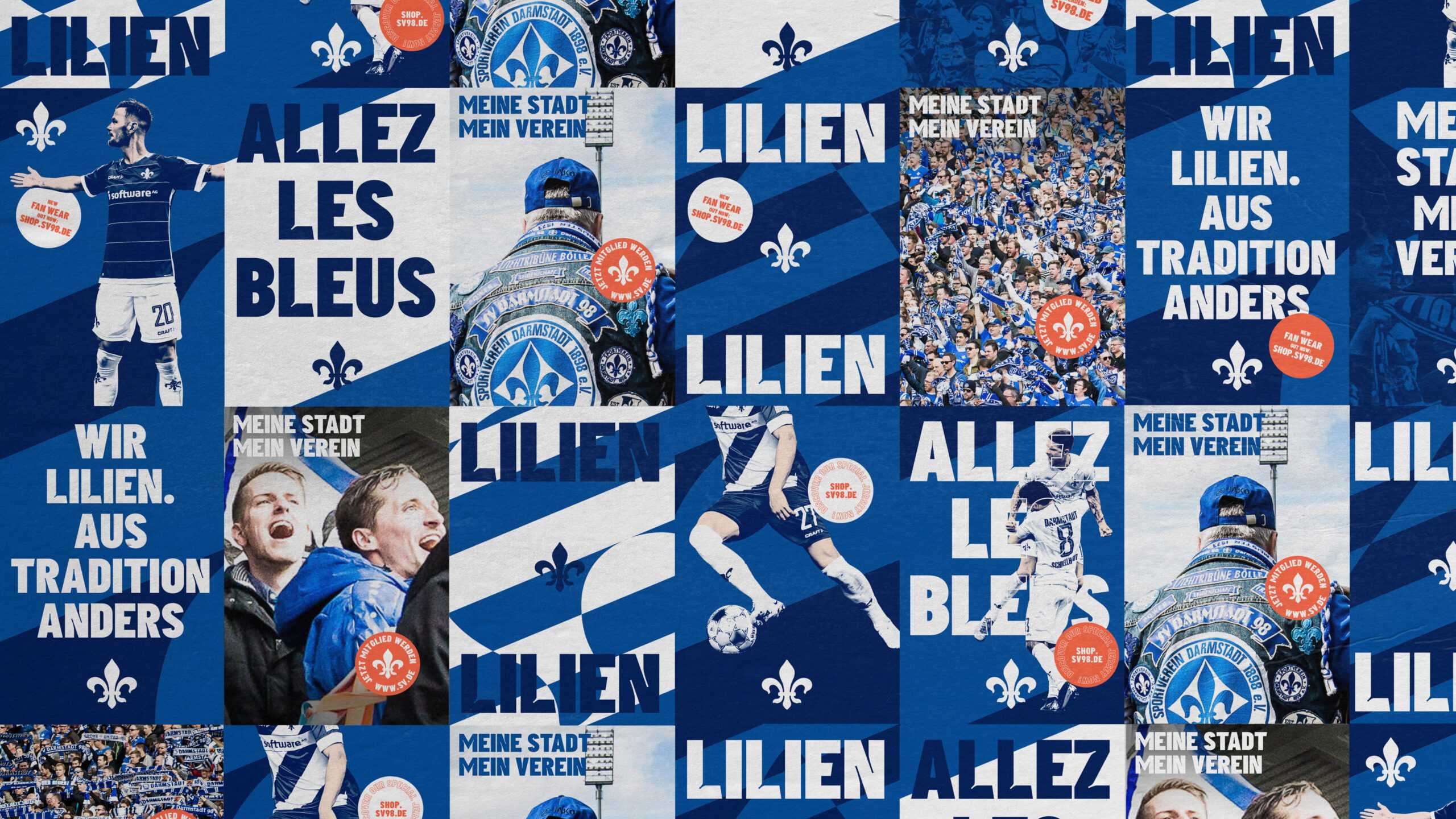 Posterwall with posters from SV Darmstadt 98