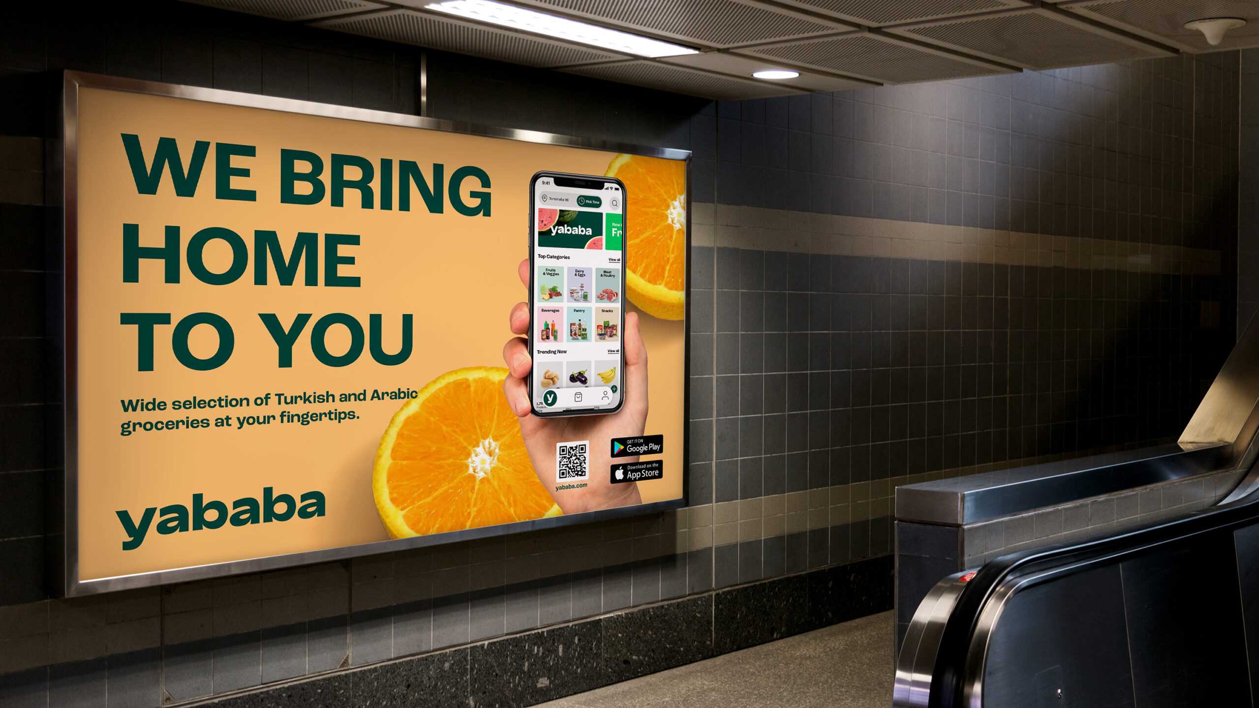 Yababa billboard mockup in subway station