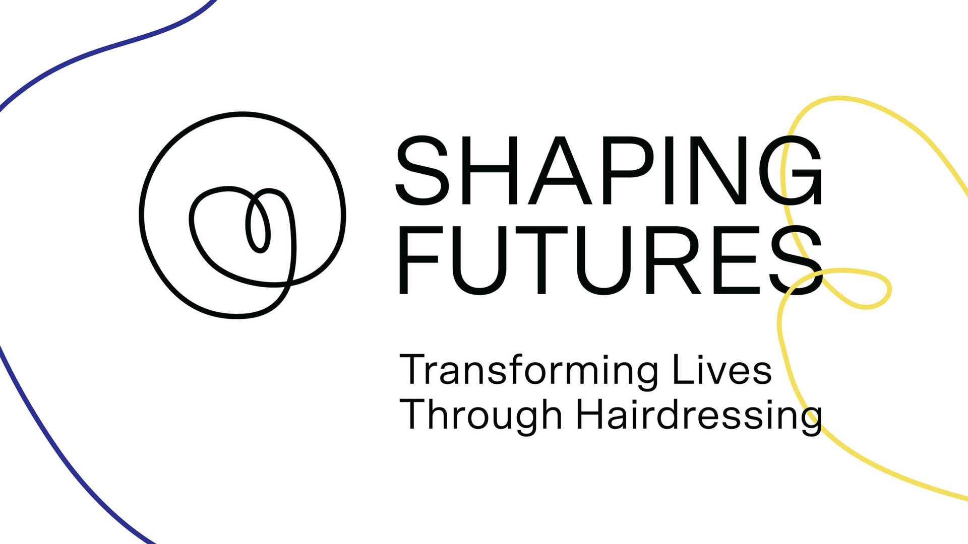 visual of shaping futures logo, claim and "hairy" graphic elements