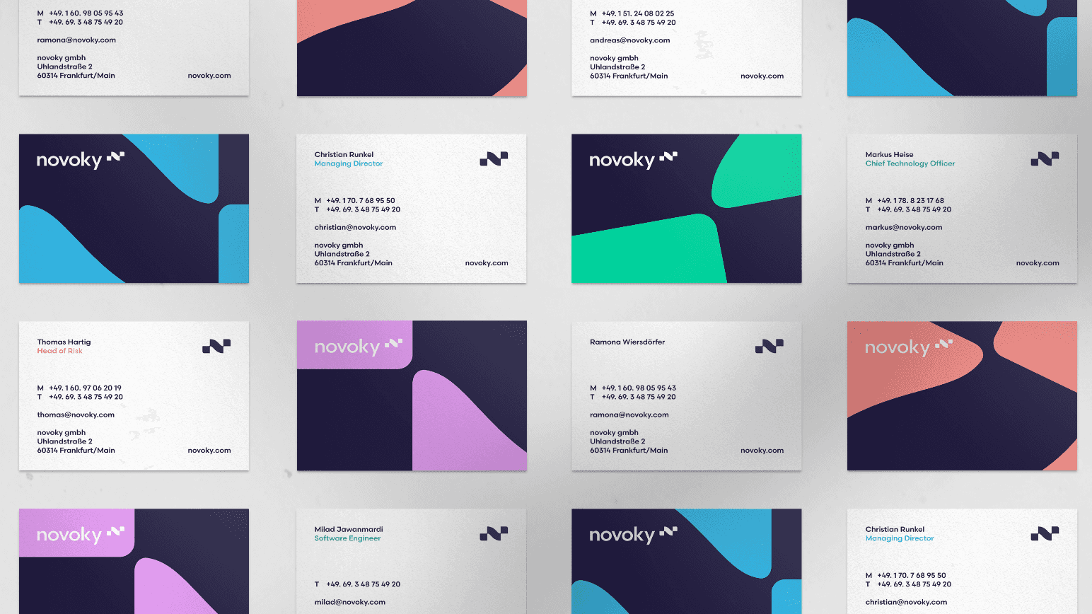 Mockup of business cards made for novoky